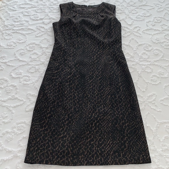 TAHARI SLEEVELESS DRESS BLACK AND BROWN - Picture 7 of 10